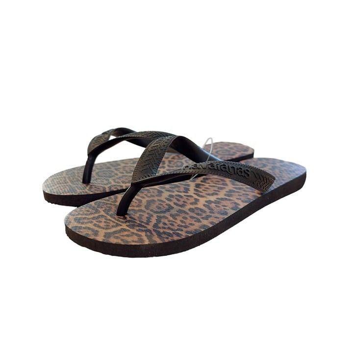 image of Saint Laurent Paris Saint Laurent Havaianas Leopard Printed Flip Flops 37 Shoes, Women's