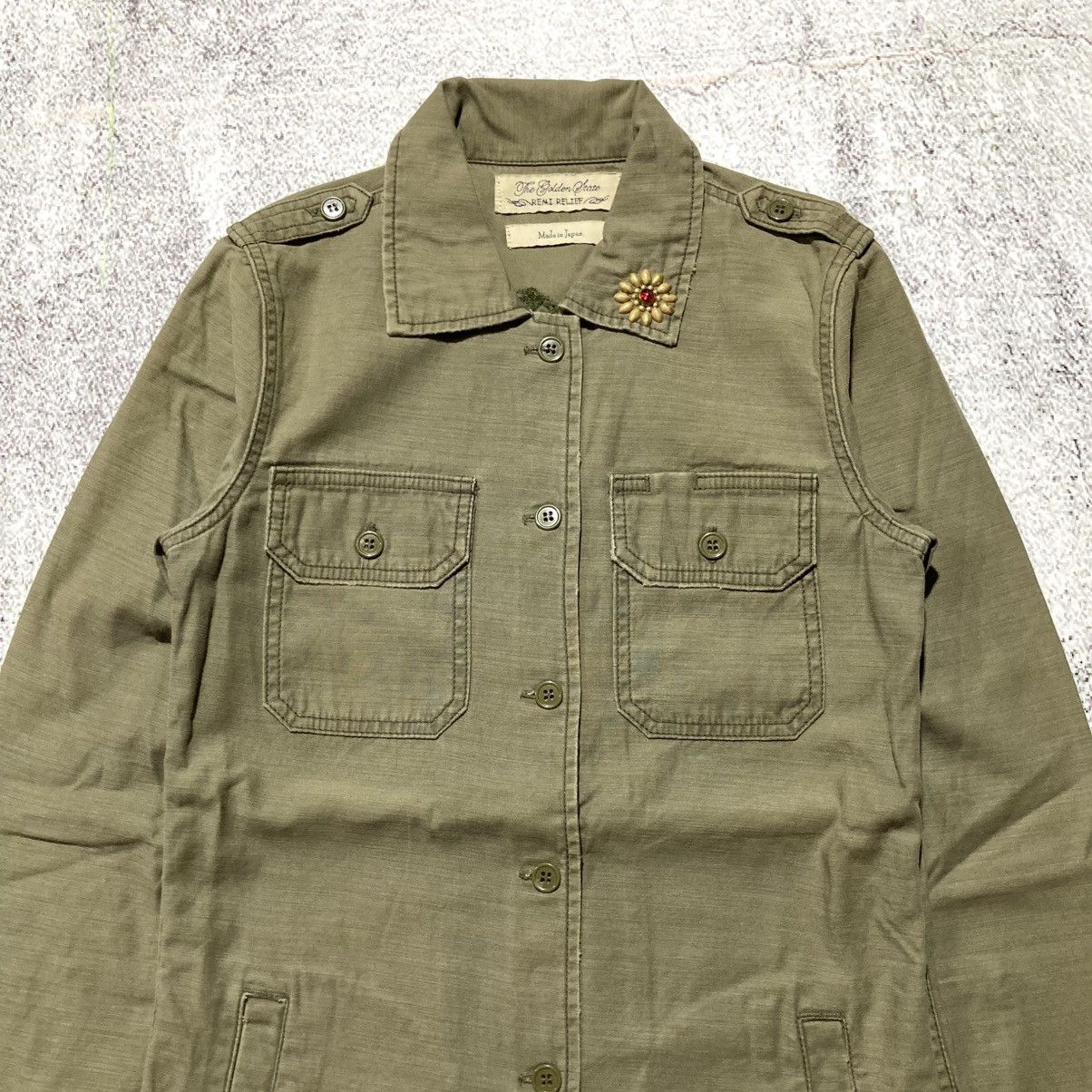 Japanese Brand 🇯🇵 Remi Relief Japan Workshirt Double Pocket Military Green Size US XS / EU 42 / 0 - 2 Thumbnail
