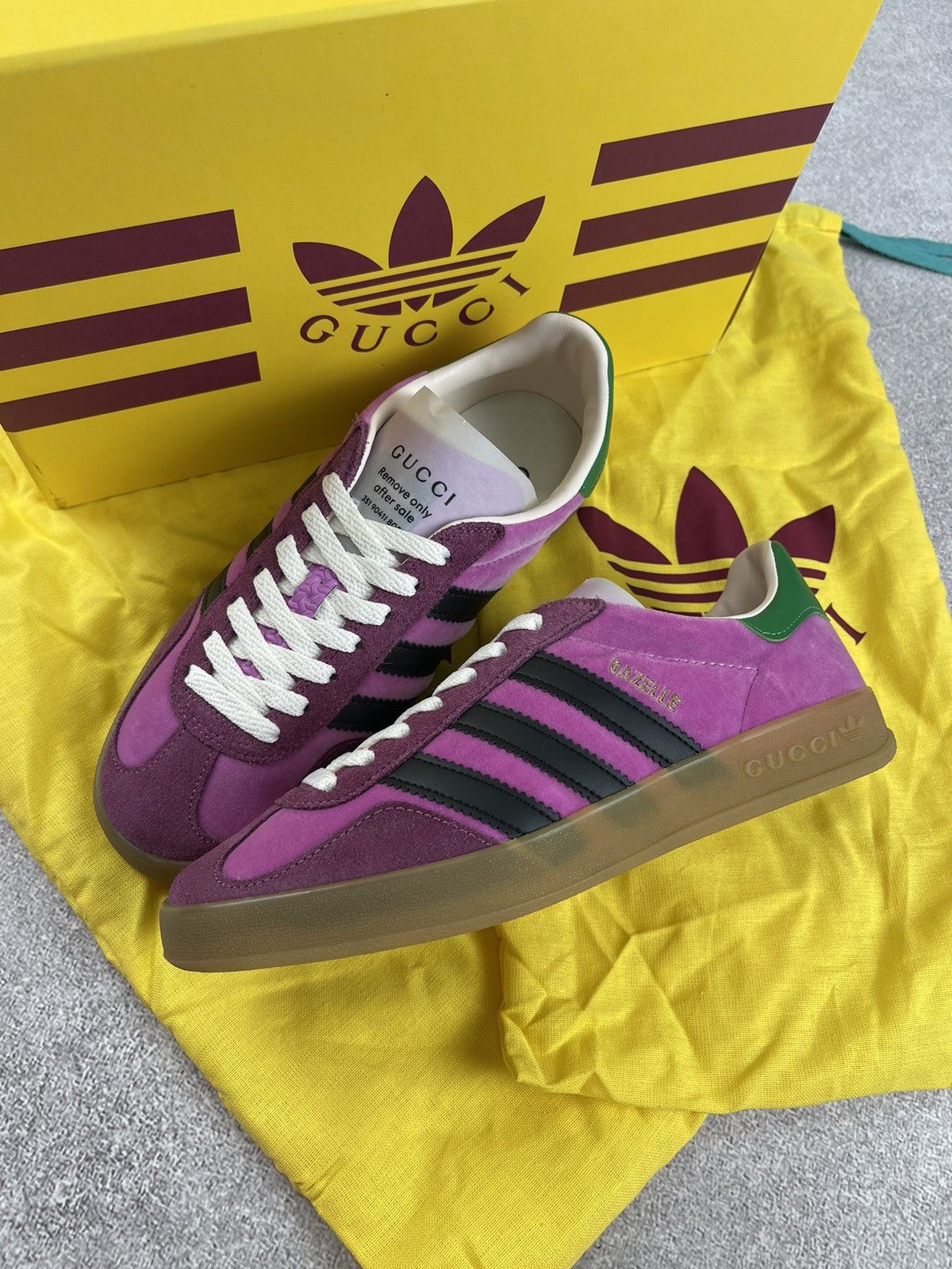 Adidas Adidas x Gucci Gazelle Velvet Pink Size US 7 Women’s Size US 7 / IT 37 - 2 Thumbnail