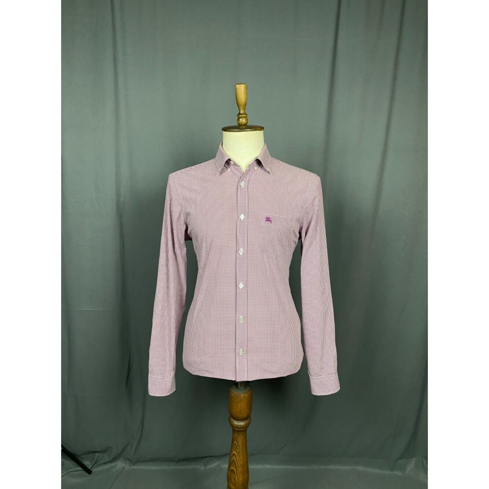 Burberry Burberry Small Logo Men's Red White Checked Longsleeve Shirt Size US L / EU 52-54 / 3 - 4 Thumbnail