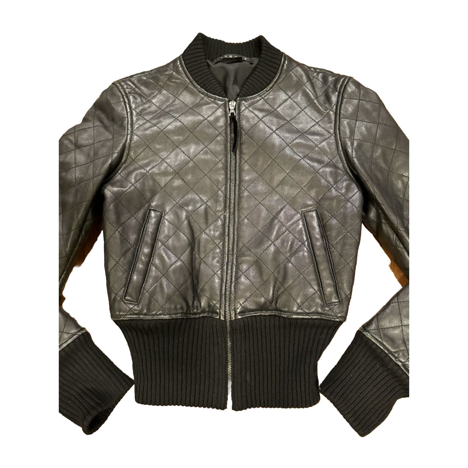 Theory Theory Leather Jacket Quilted P XS Black Womens Size S / US 4 / IT 40 - 3 Thumbnail