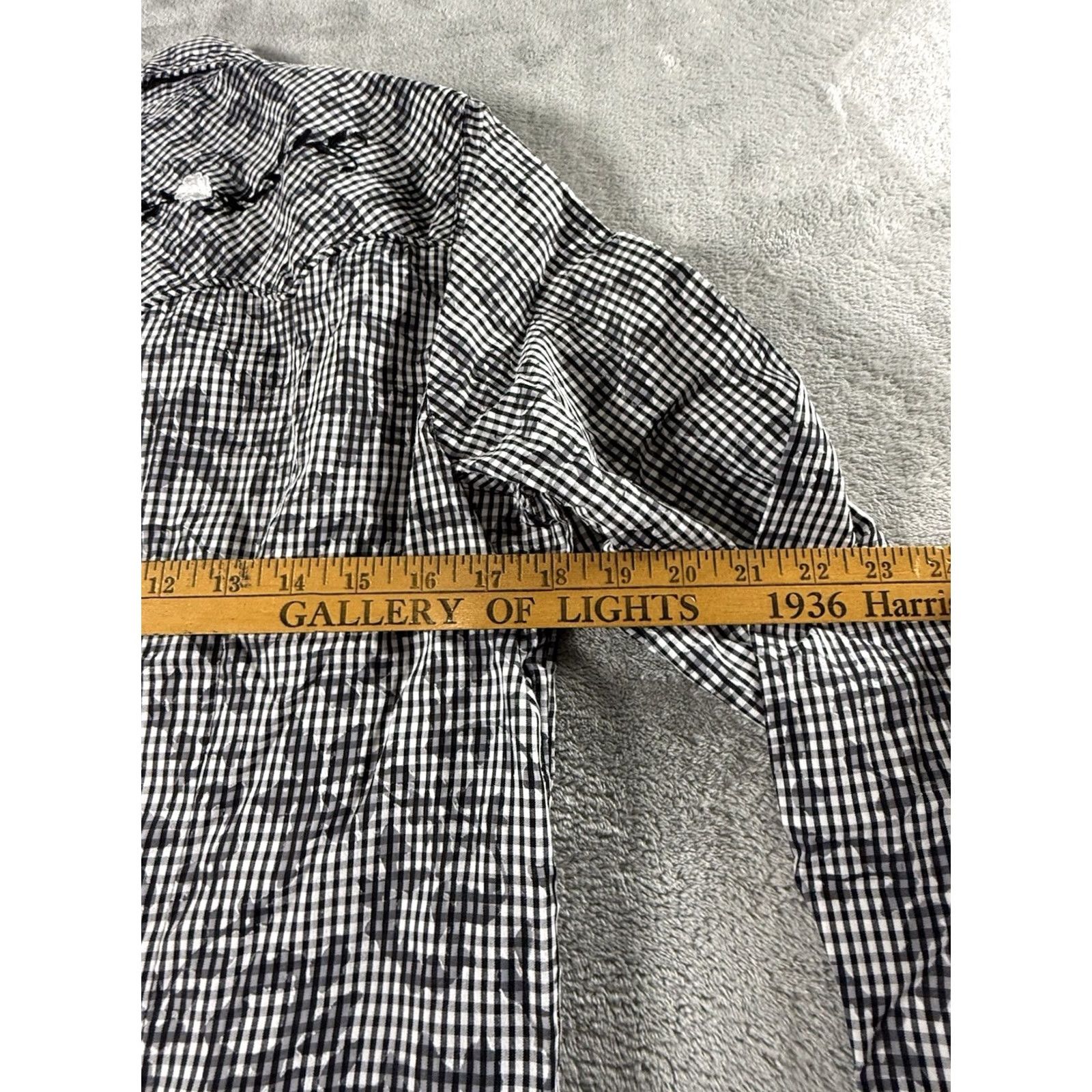 Vintage Cowgirl Up Shirt Women XL Black White Floral Plaid Button Up Western Embroidered Size XL / US 12-14 / IT 48-50 - 6 Thumbnail