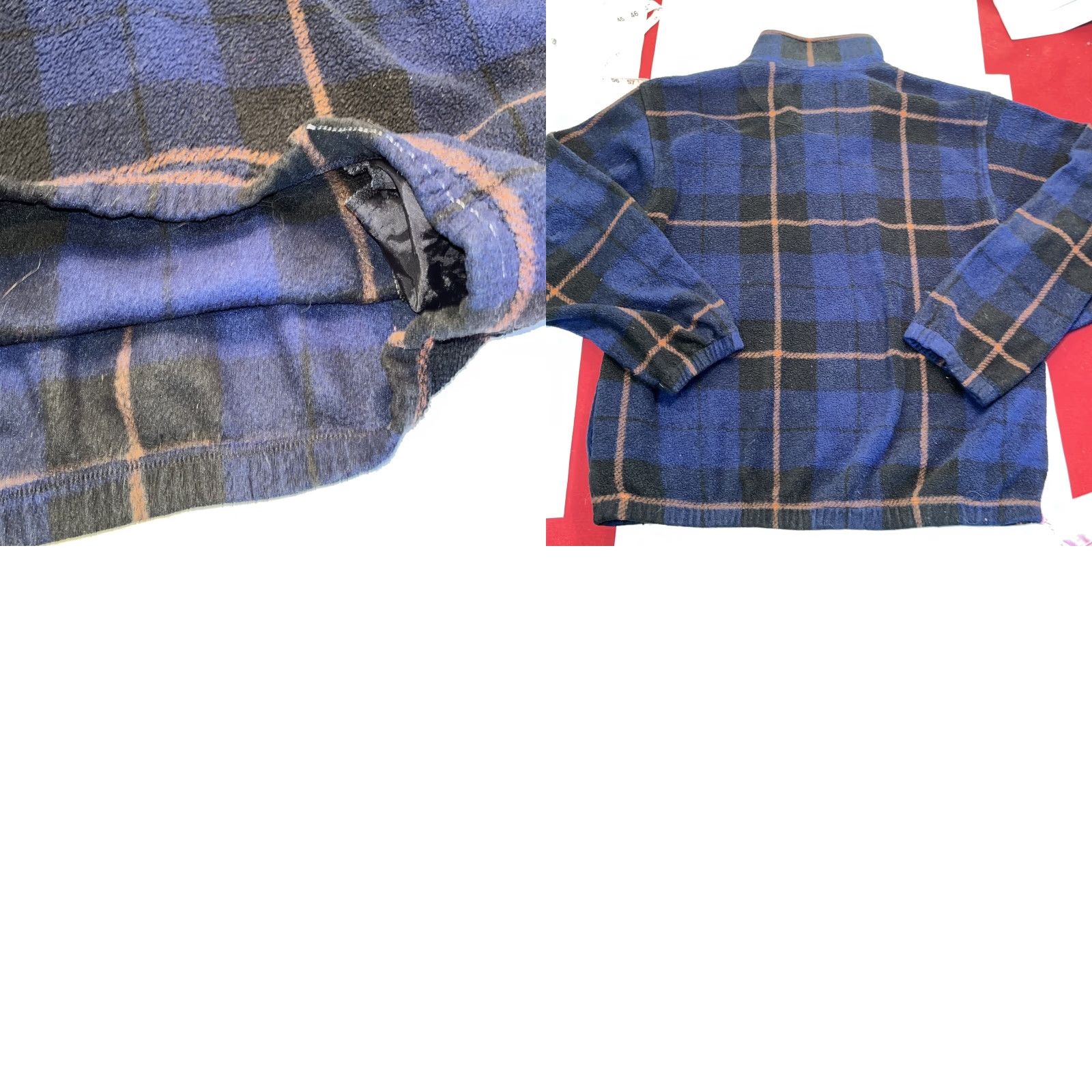 Vintage VINTAGE Blue Tan Plaid FLEECE Sweater Window Pane Mens L 1/4 Zip Pockets M.E. Sport Size US L / EU 52-54 / 3 - 9 Thumbnail