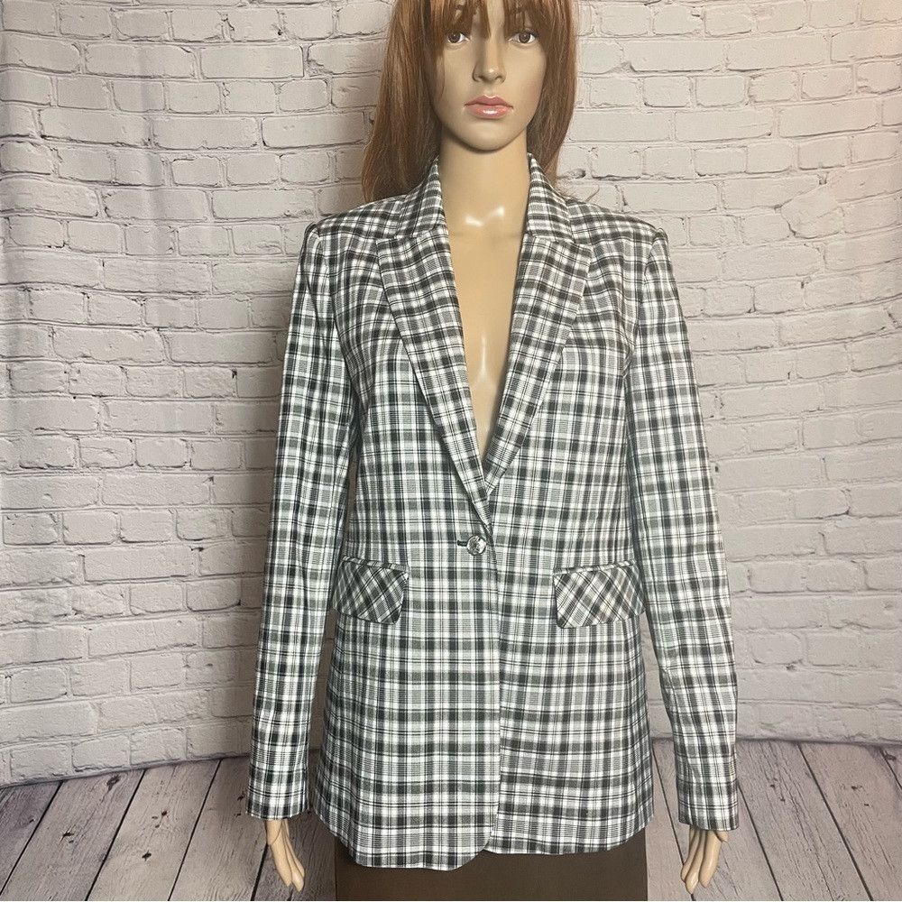 Elie Tahari NWT New $395 Elie Tahari Black White Plaid Single-Button Bl Size M / US 6-8 / IT 42-44 - 3 Thumbnail