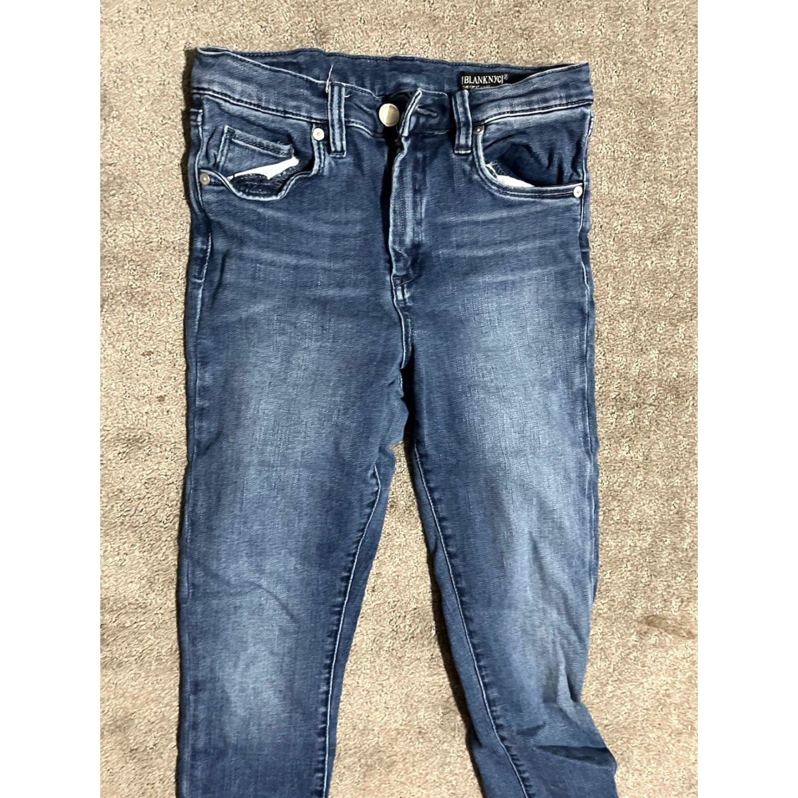 Vintage Blank NYC Jeans Womens 27 Blue Denim Mid Rise Distressed Skinny Womens Size 27" / US 4 / IT 40 - 2 Thumbnail