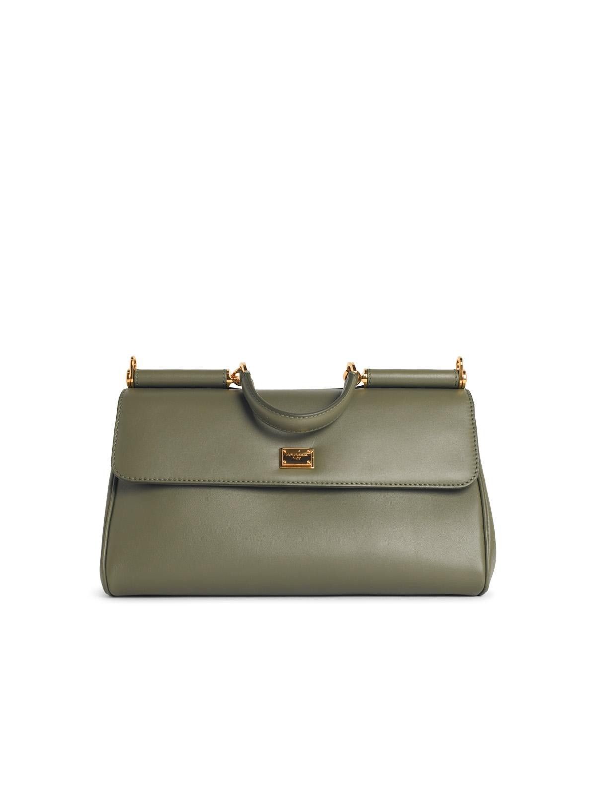 DOLCE & GABBANA Ìmy Sicilyì Medium Handbag In Green Leather