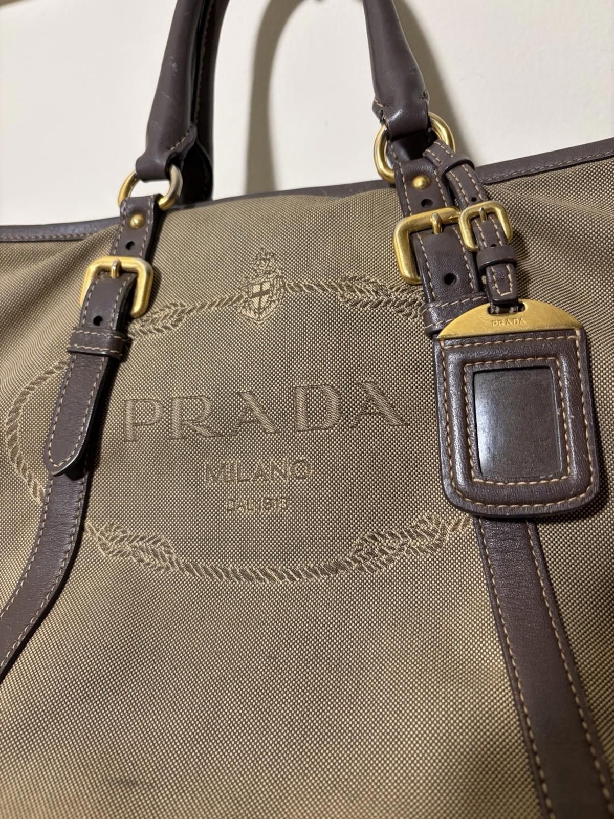 Prada Prada Jacquard Canvas Leather Rope Logo Hand Shoulder Bag Size ONE SIZE - 2 Thumbnail