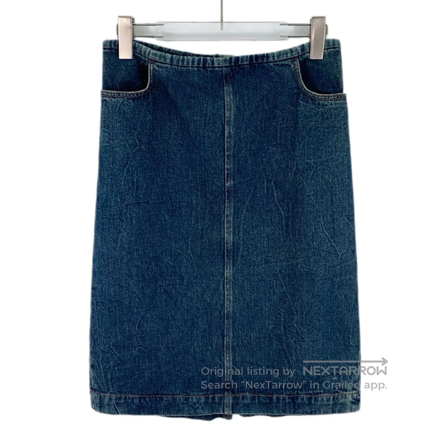 Sportmax Sportmax size S Dark Blue Cotton Casual Denim Skirt| Size 35" - 1 Thumbnail