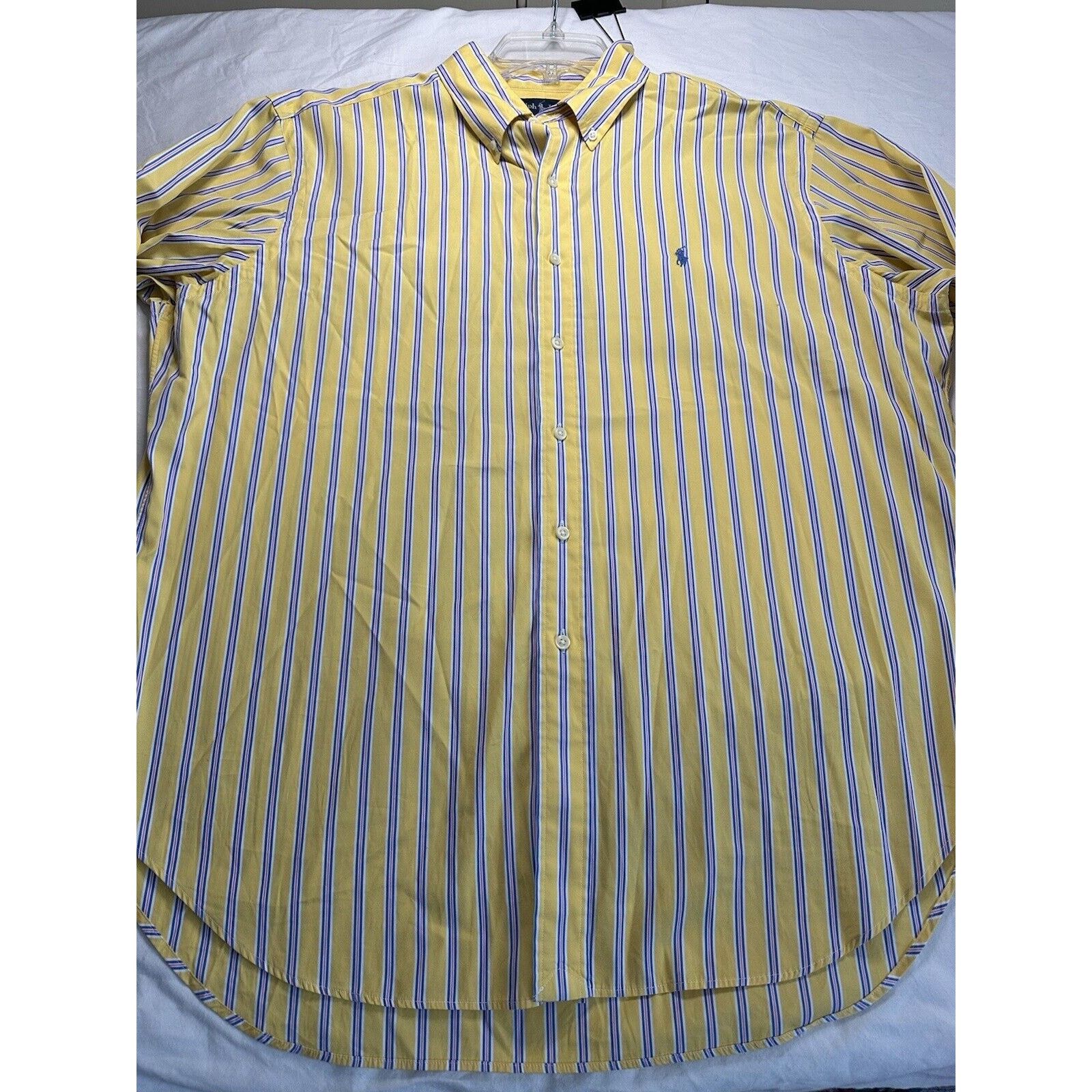 Ralph Lauren Ralph Lauren Custom Fit, Button XL Shirt Yellow Striped/Pony Size US XL / EU 56 / 4 - 2 Thumbnail