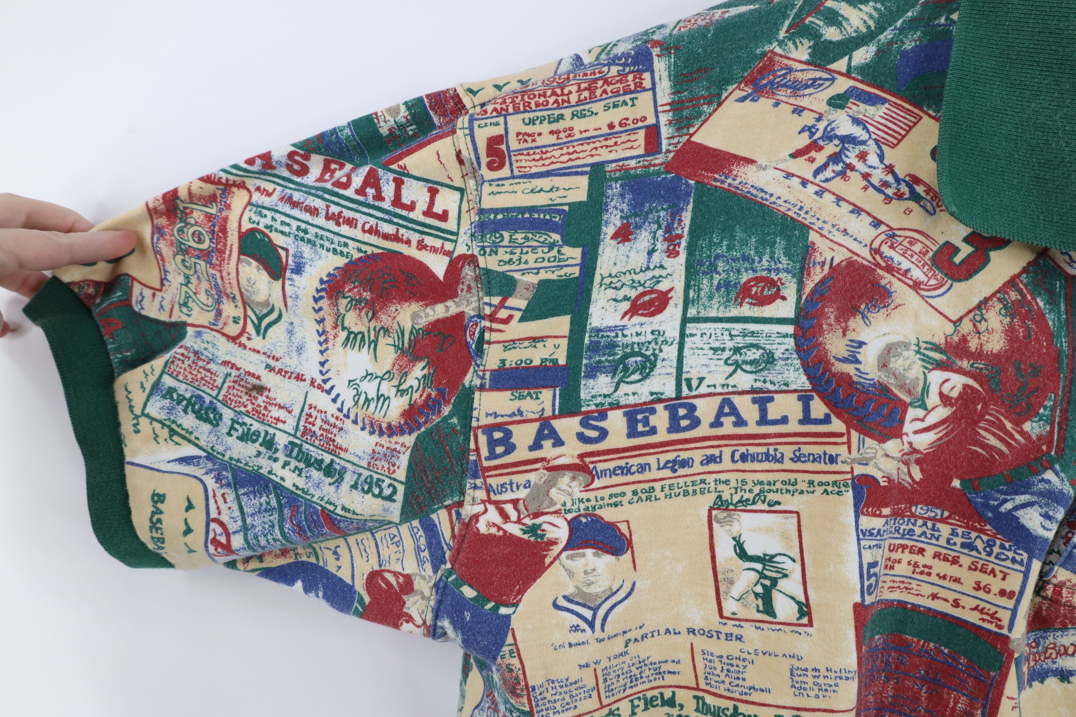 Vintage Vintage 90s Streetwear Baseball All Over Print Polo Shirt Size US L / EU 52-54 / 3 - 6 Thumbnail