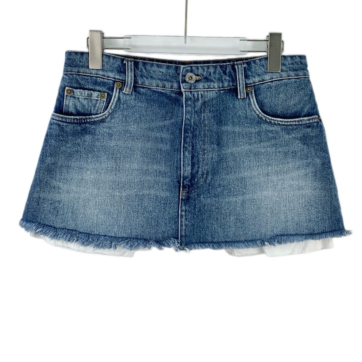 Miu Miu Miu Miu Blue Washed Logo Embroidered Denim Skirt K26WX Size 30" / US 8 / IT 44 - 1 Thumbnail