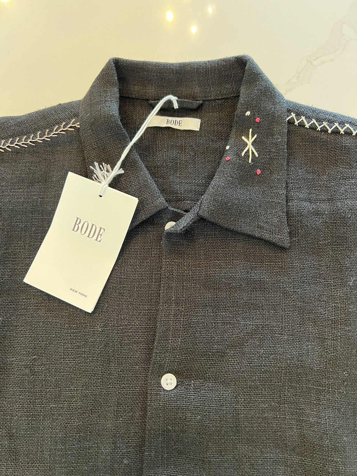 Bode New 1 of 1 Bengali Embroidered Indian Linen Black Shirt L/XL Size US L / EU 52-54 / 3 - 7 Thumbnail