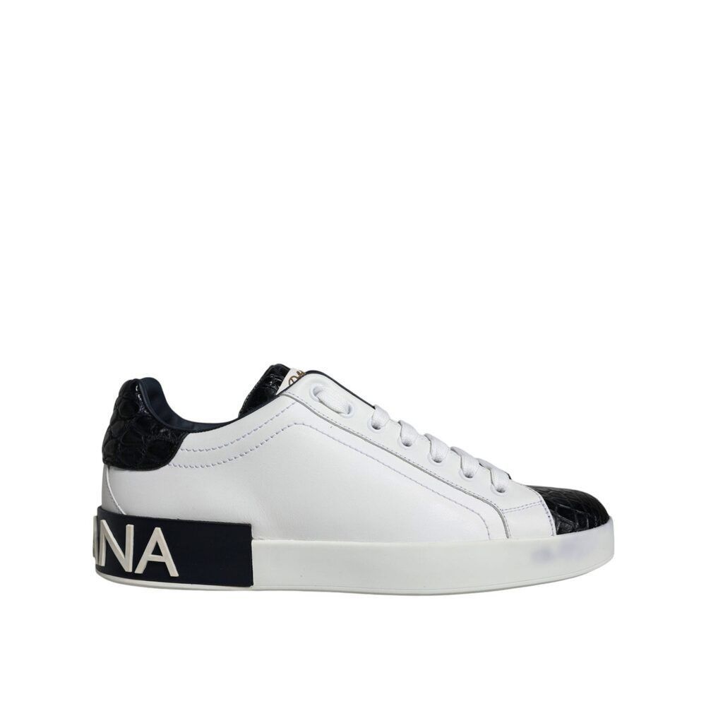 Dolce & Gabbana Dolce & Gabbana Black Leather Logo Portofino Sneaker Shoes Size US 6 / EU 39 - 1 Thumbnail
