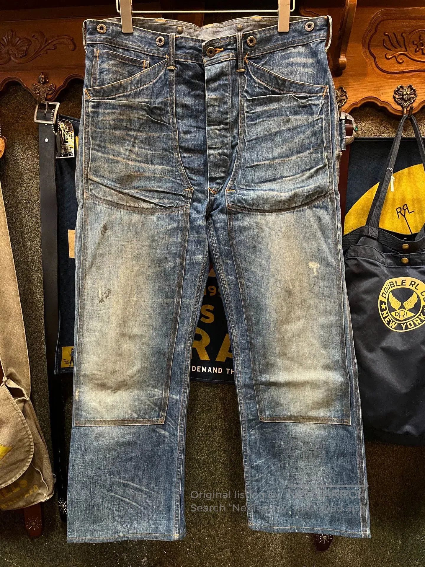 RRL Ralph Lauren distressed double rl workwear denim pants. Size US 34 / EU 50 - 1 Thumbnail