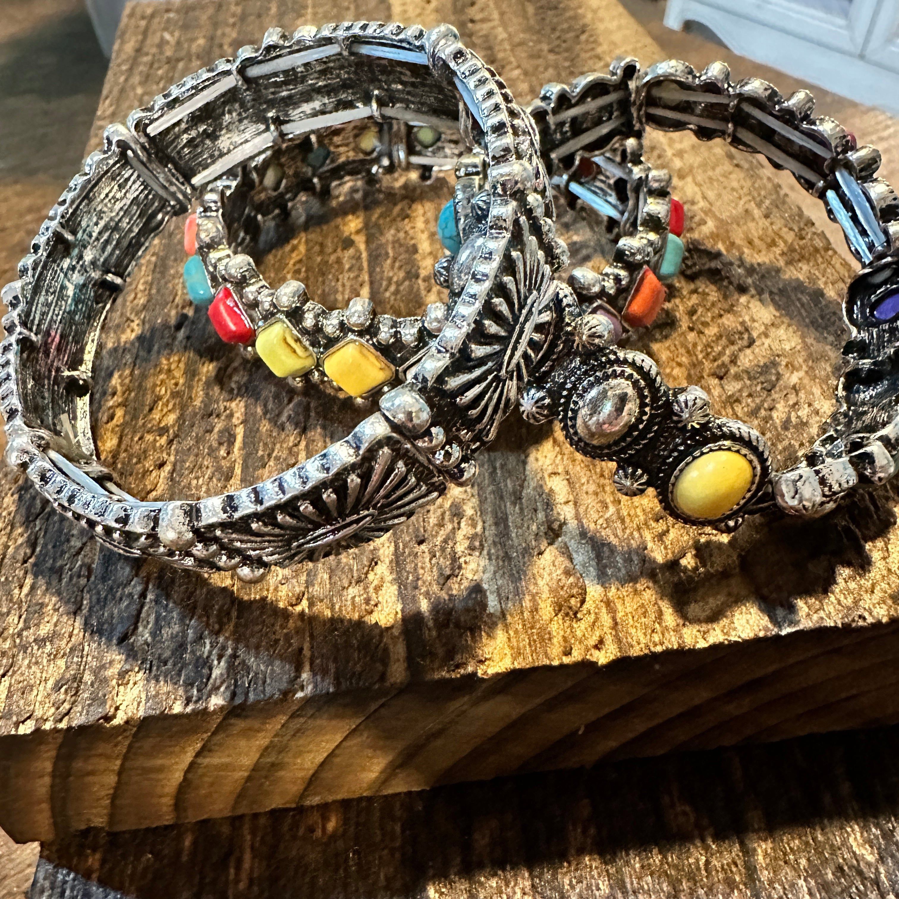 Other Boho Western Concho Bracelet, Navajo Pearl Beaded Stretch Cu Size ONE SIZE - 5 Thumbnail