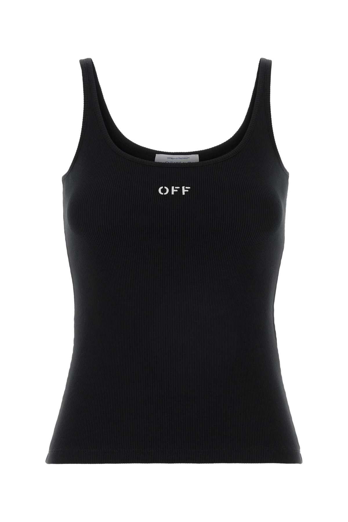 Off-White Black Stretch Cotton Tank Top Size S / US 4 / IT 40 - 1 Thumbnail