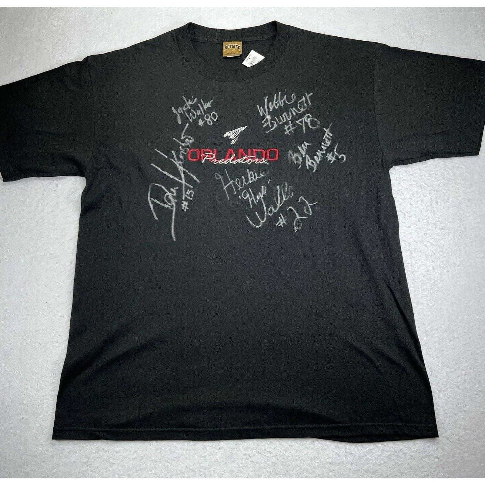 image of Vintage Nutmeg Orlando Predators Mens XL Team Signed T Shirt in Black