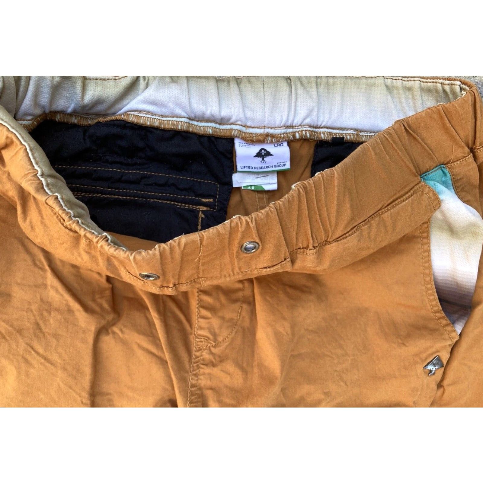 Arrow Men's LRG Chino Joggers Yellow Solid 36 Cargo Cotton Arrow Embroidered STAINED Size US 36 / EU 52 - 5 Thumbnail