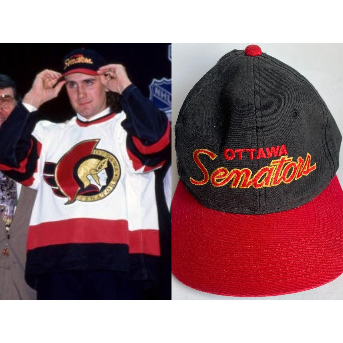 NHL Ottawa Senators 90s Dline SCRIPT Sports snapback Twill vtg Size ONE SIZE - 1 Thumbnail