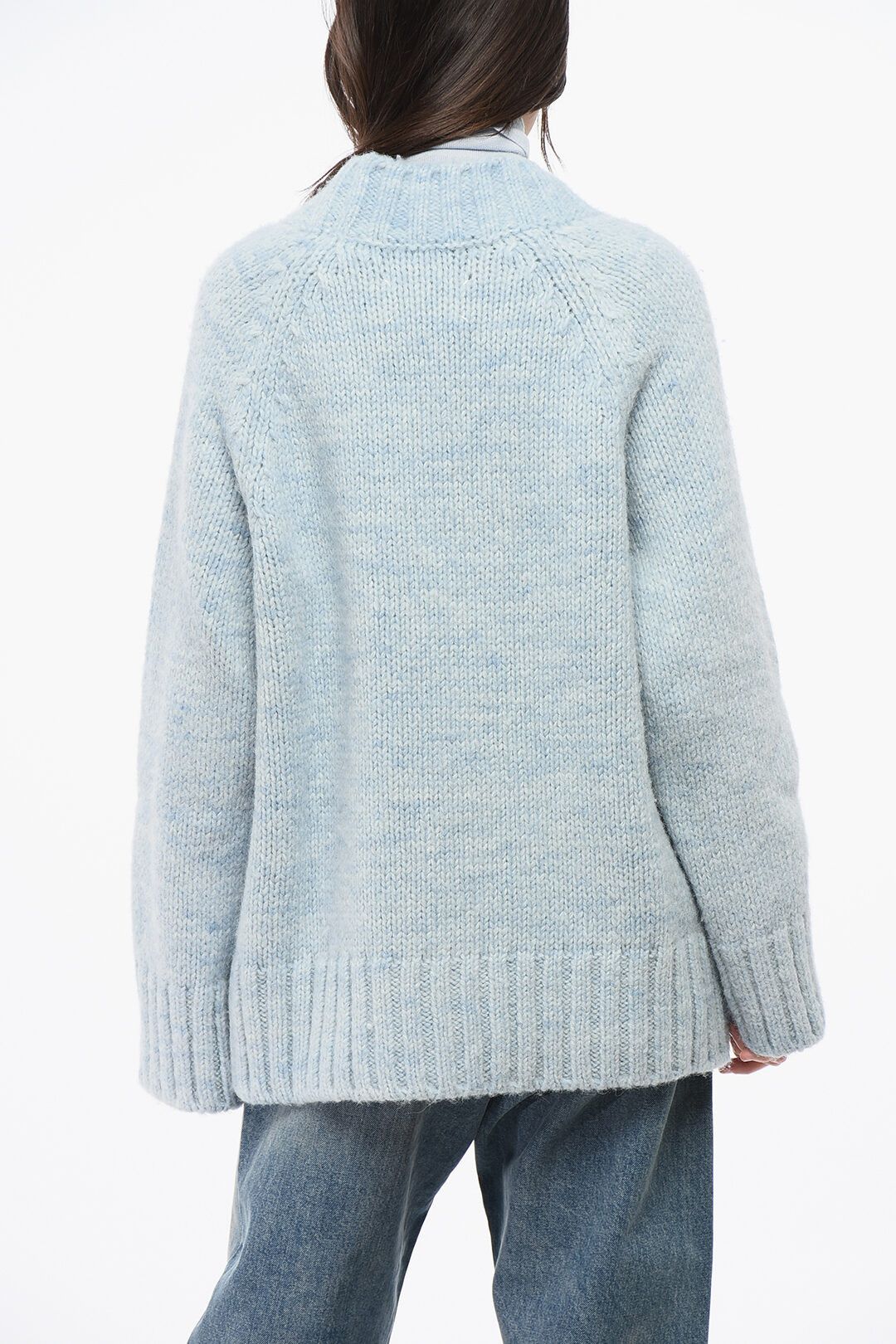 Maison Margiela og1mm0825 V-Neck 4 Buttons Oversized Cardigan in Light Blue Size S / US 4 / IT 40 - 2 Thumbnail