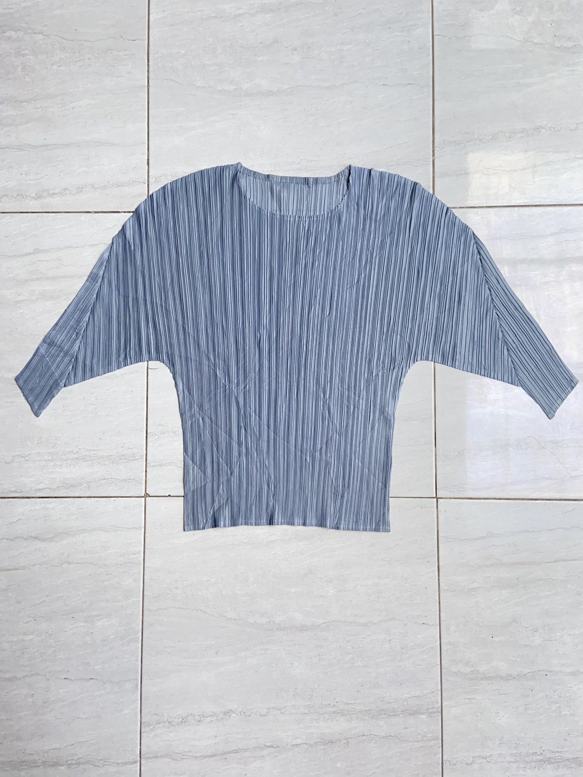 image of Designer Grey Pleats Blouse, Women's (Size XS)