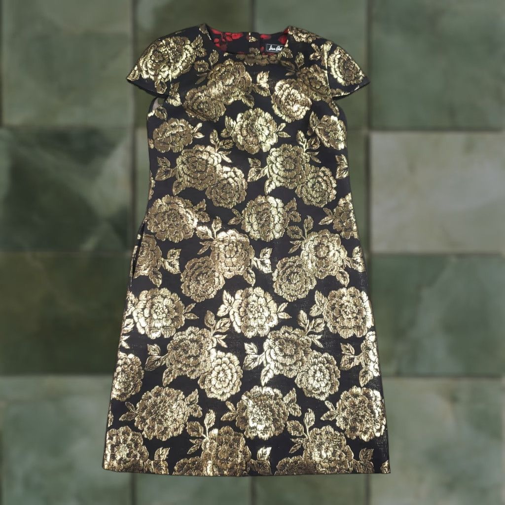 Sam Edelman Sam Edelman Dress Womens Size 4 Black Gold Floral Brocade Cap Sleeve Sheath Size S / US 4 / IT 40 - 1 Thumbnail
