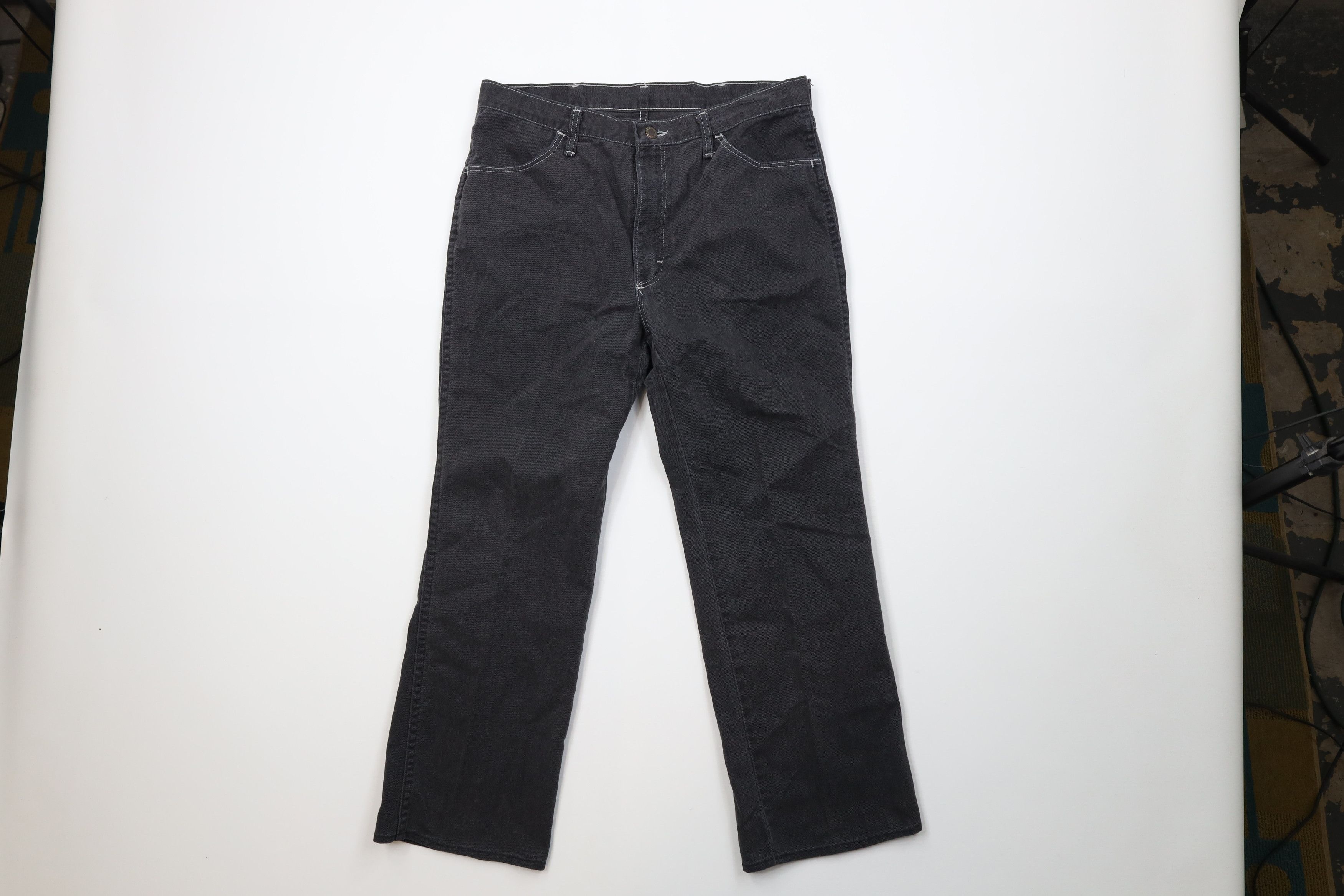 Vintage Vintage 70s Streetwear Wide Leg Denim Jeans Black USA Size US 34 / EU 50 - 1 Thumbnail