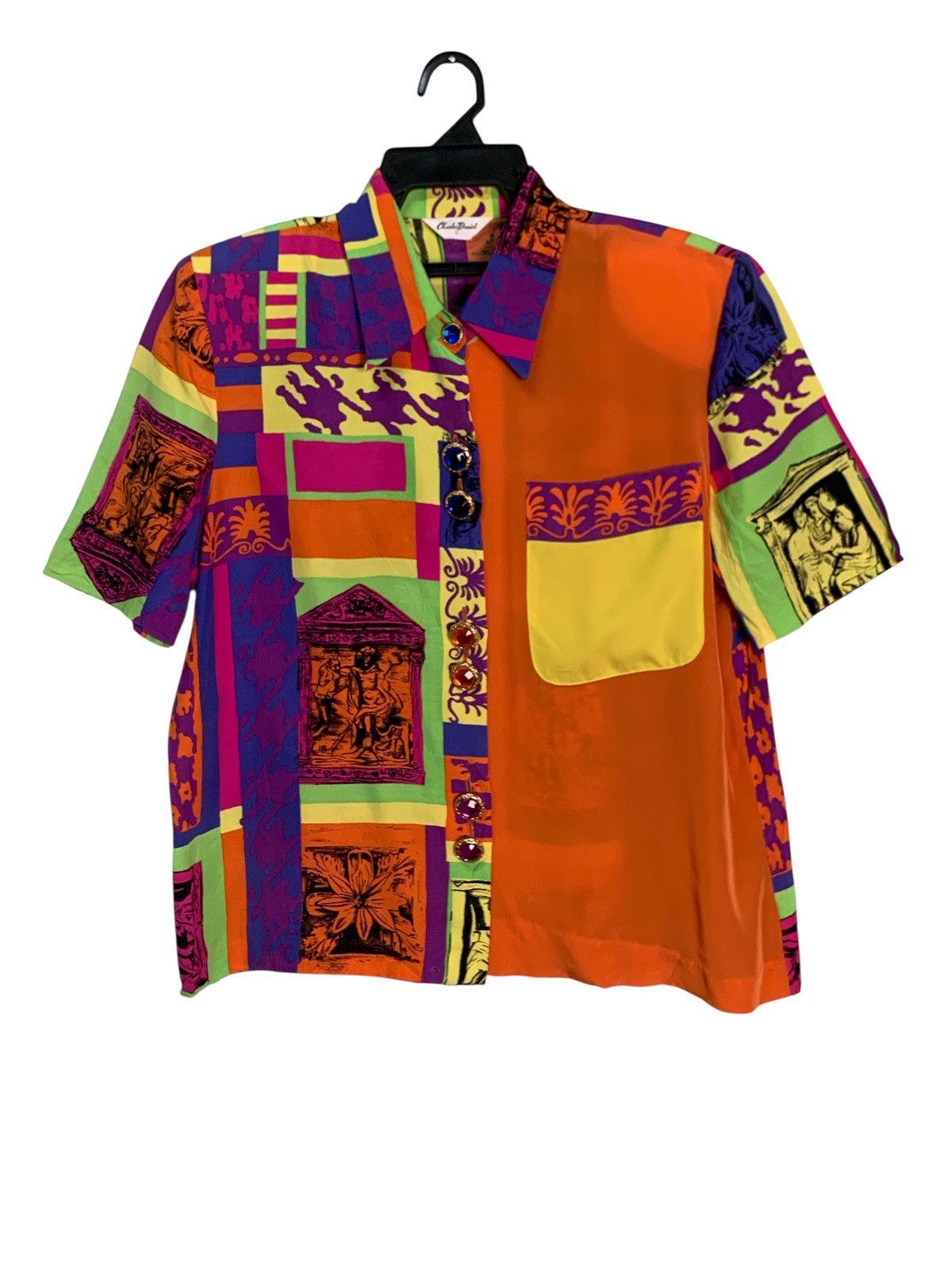 Complex Geometries Rare Design Vintage Charles Daniel 80’s Funky Pattern Blouse Size S / US 4 / IT 40 - 1 Thumbnail