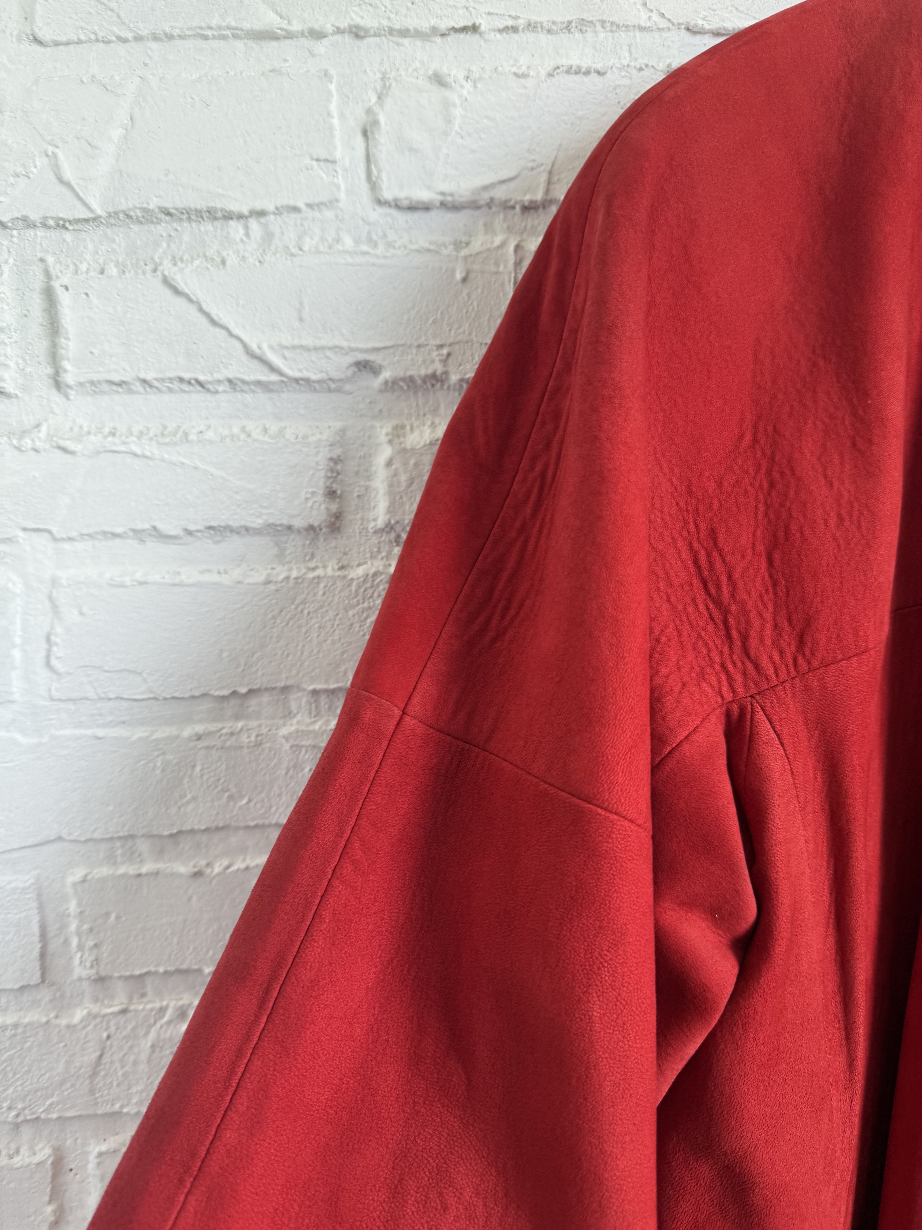 Gianfranco Ferre Vintage 80s Gianfranco Ferre red leather cape jacket Size ONE SIZE - 8 Thumbnail