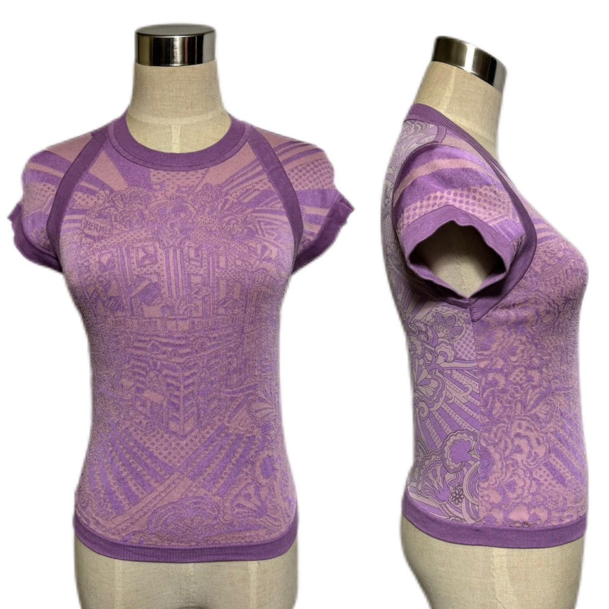 Hermes Hermes art design switching, floral knit sweater, Size XXS / US 00 / IT 34 - 9 Thumbnail