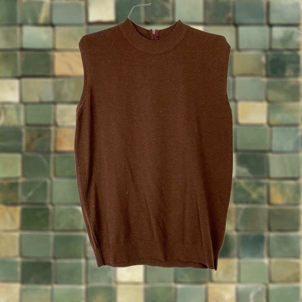 Vintage VINTAGE Designers Action Knit Shirt Tank Top XS/S Brown Nylon 1960s Women Mens Girls Size XS / US 0-2 / IT 36-38 - 1 Thumbnail