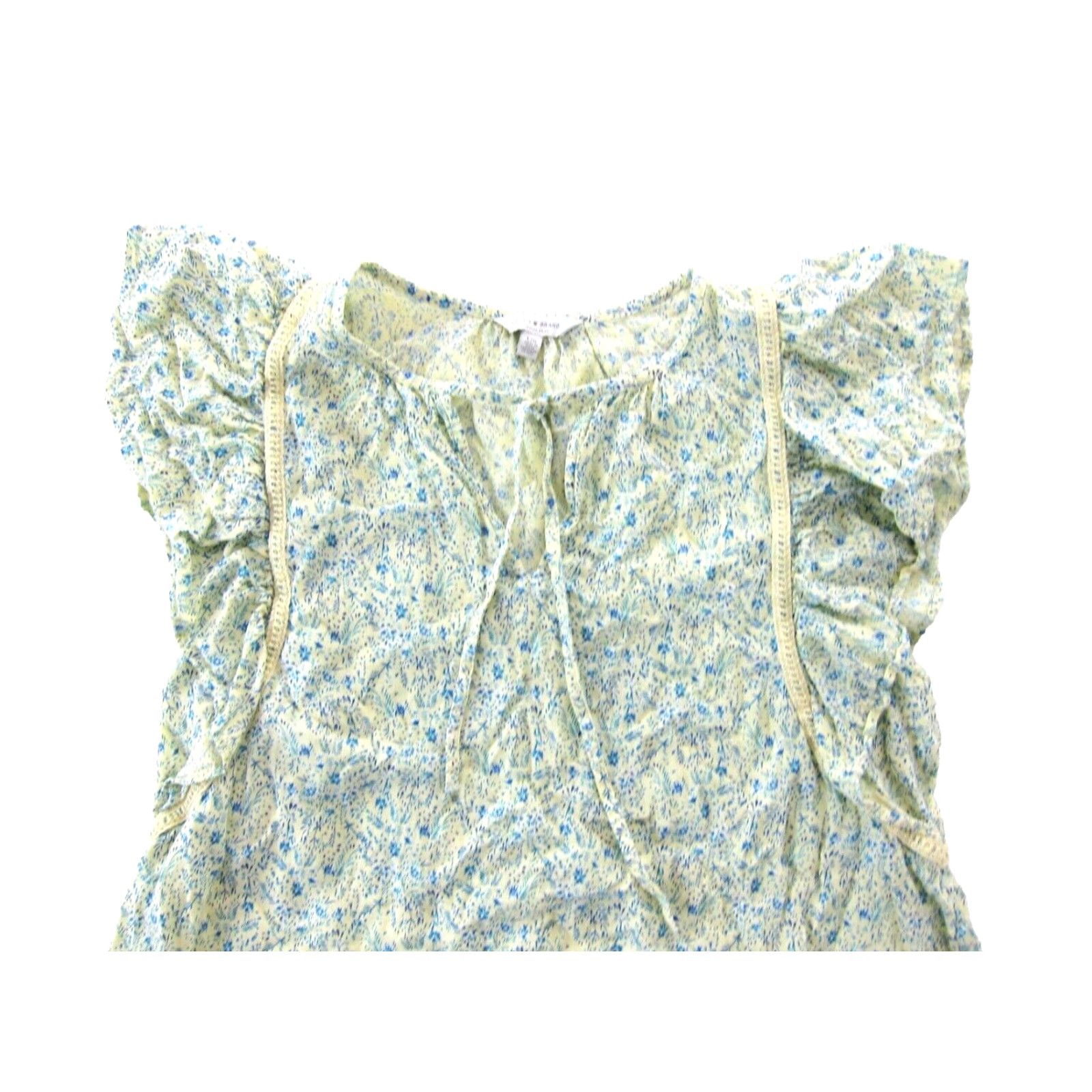 Lucky Brand Lucky Brand Cap Sleeve Blouse Floral Yellow Blue 100% Rayon Large Womens Size L / US 10 / IT 46 - 5 Thumbnail