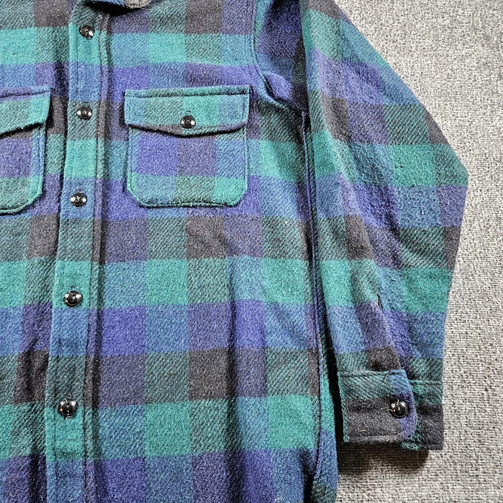 Vintage VINTAGE Melton Shirt Jacket Mens Small Green Blue Plaid Wool Workwear 60s Size US S / EU 44-46 / 1 - 3 Thumbnail