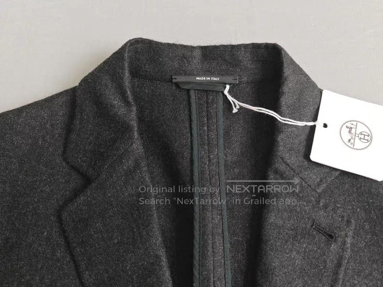Hermes Hermes Men's Cashmere Blazer Jacket, Grey-Black, 97% Cashm Size 52R - 4 Thumbnail
