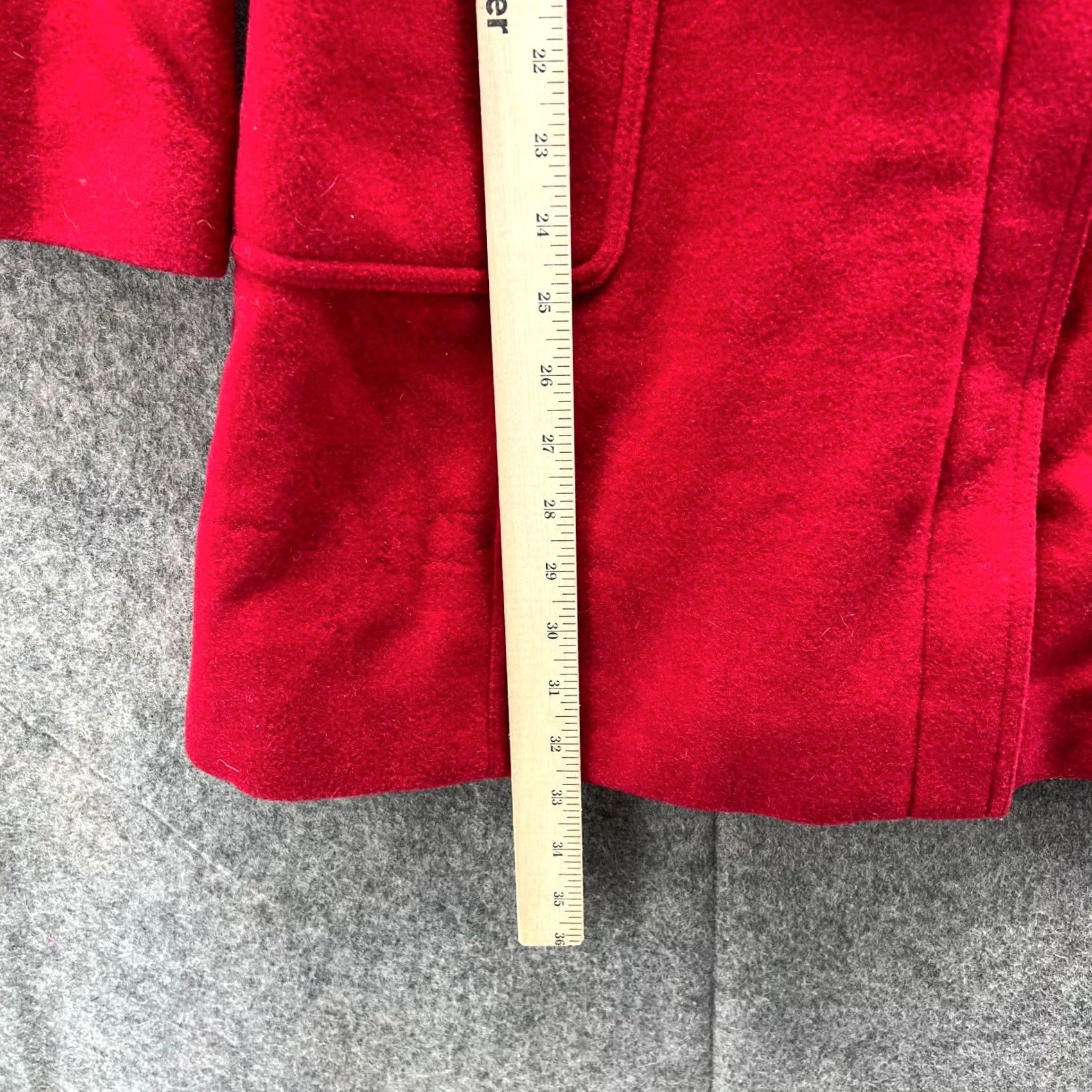 Tommy Hilfiger VINTAGE Tommy Hilfiger Pea Coat Jacket Womens 4 Red Long Wool Lined Nylon Button Night Black? Size S / US 4 / IT 40 - 3 Thumbnail