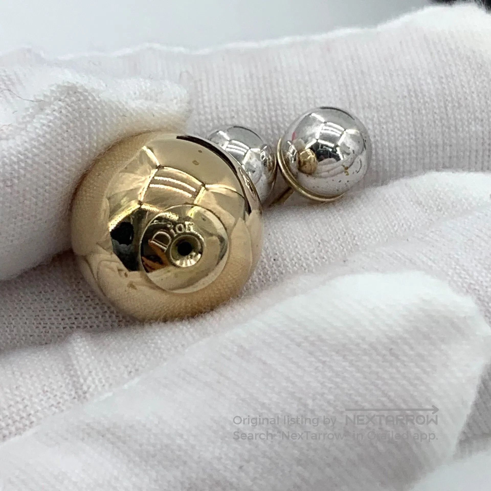 Dior Dior Gold Double Ball Earrings. Size ONE SIZE - 7 Thumbnail