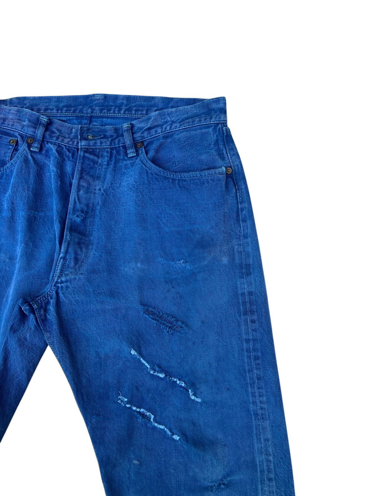 Warehouse & Co. Dubbleworks X Warehouse Japan Distress Denim Selvedge Jeans Size US 35 - 11 Thumbnail