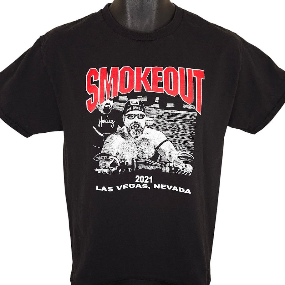 Hanes Smokeout Biker Rally T Shirt Mens Size Medium Black Cigar Size US M / EU 48-50 / 2 - 1 Thumbnail