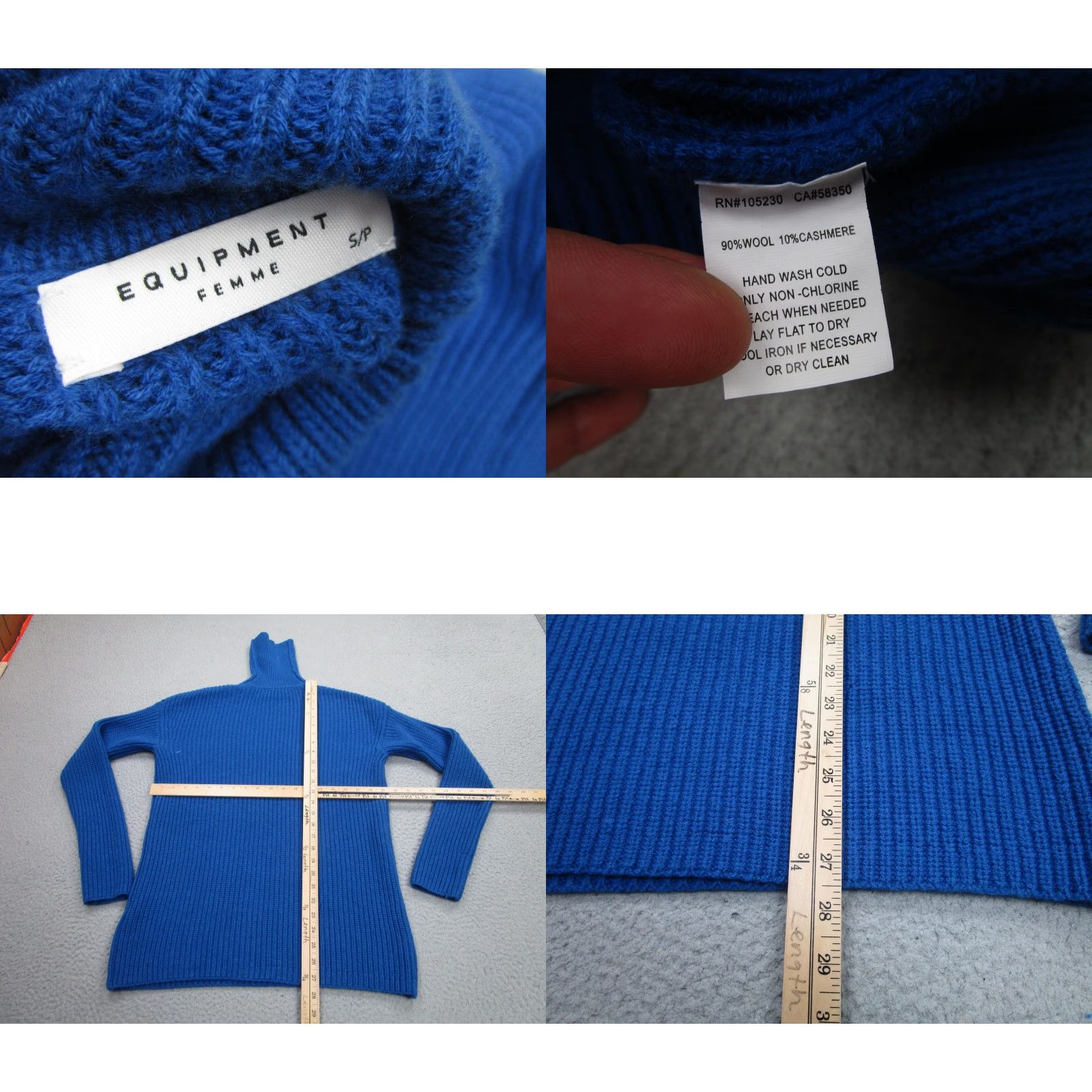 Equipment Equipment Femme Sweater Womens Small Blue Wool Cashmere Turtleneck Knit Ribbed Size S / US 4 / IT 40 - 8 Thumbnail