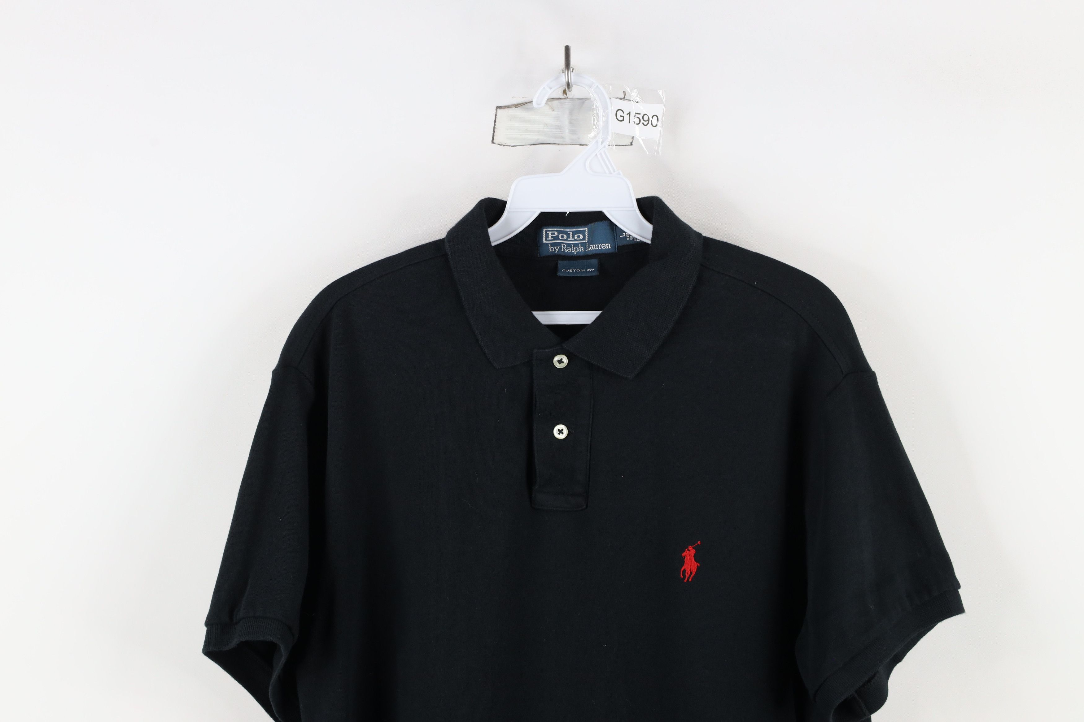 Ralph Lauren × Vintage Vintage 90s Ralph Lauren Faded Soft Touch Polo Shirt Black Size US L / EU 52-54 / 3 - 2 Thumbnail