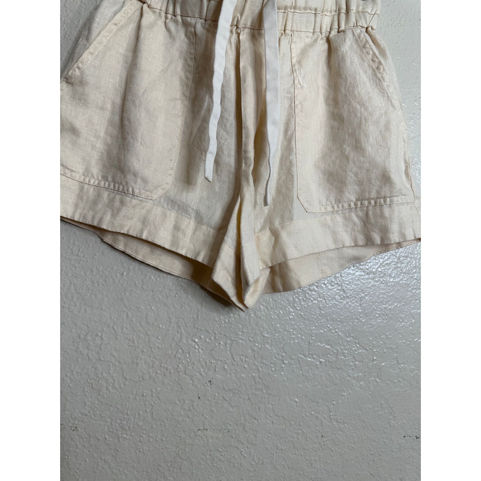 A.L.C. A.L.C Billy Shorts 100% Linen Drawstrings in Cream Womans 0 Size 25" / US 0 / IT 36 - 6 Thumbnail