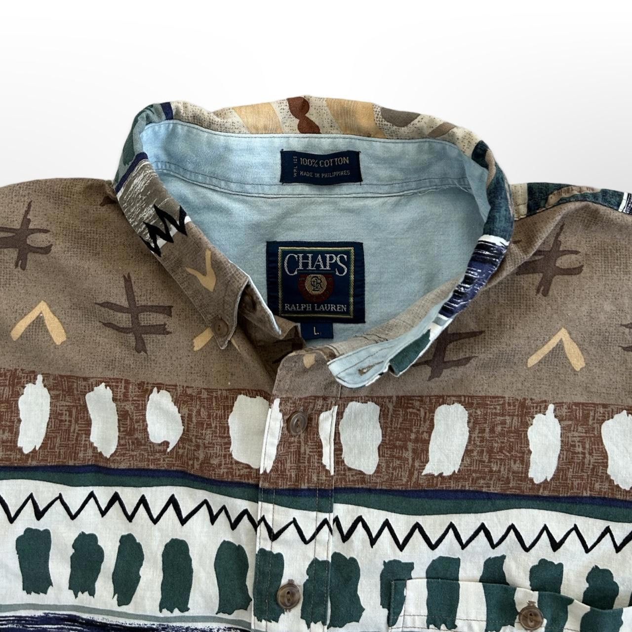 Chaps × Polo Ralph Lauren × Vintage Vintage 90s Chaps Ralph Lauren Aztec Print Button Up Shirt Size US L / EU 52-54 / 3 - 4 Thumbnail
