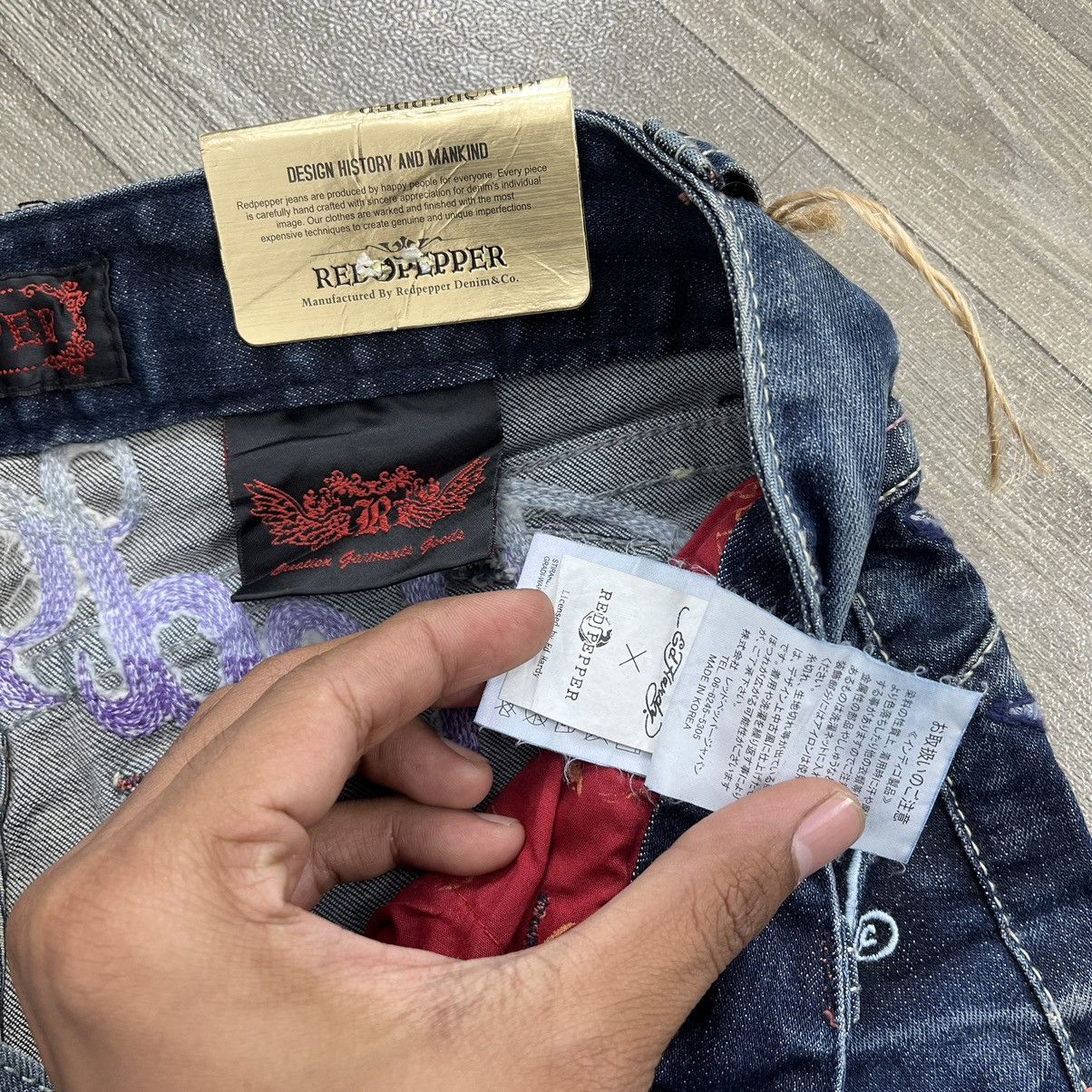 Ed Hardy Dead stock Y2K RedPepper x Ed Hardy Embroidery Flared Jeans Size 29" - 10 Thumbnail