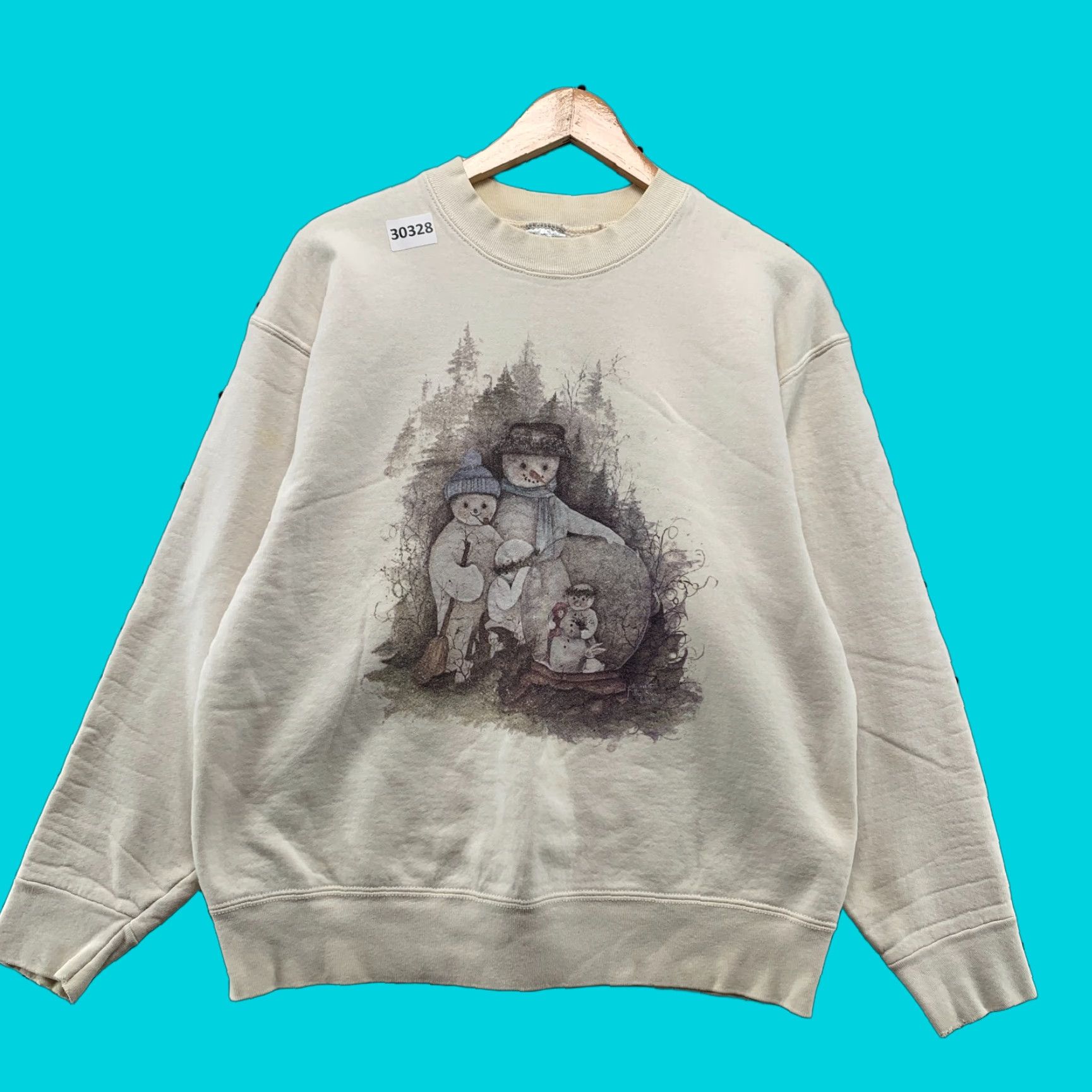 Fruit Of The Loom VINTAGE Snowman Campfire Winter Graphic Crewneck Sweatshirt Men M White 90s Christmas Winter Fruit of the Loom Sweatshirt Mens Size US M / EU 48-50 / 2 - 1 Thumbnail