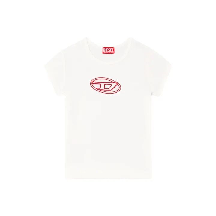 Diesel Diesel OVAL-D Series White Logo T-shirt 0079 Size XS / US 0-2 / IT 36-38 - 1 Thumbnail