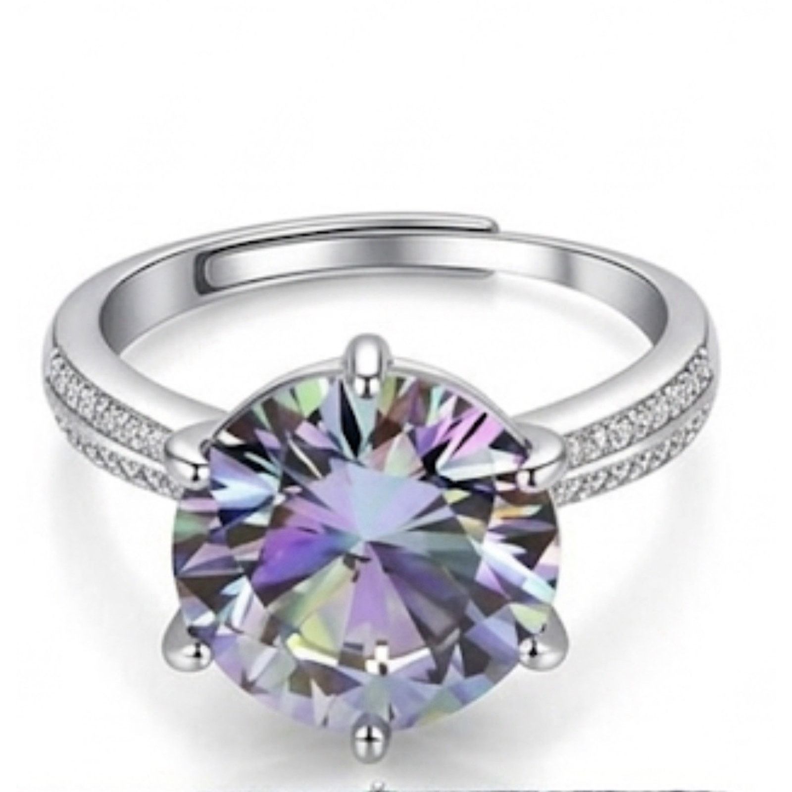 Other Stunning 5CTW Moissanite Engagement Ring S925 Silver OneSize Size ONE SIZE - 1 Thumbnail