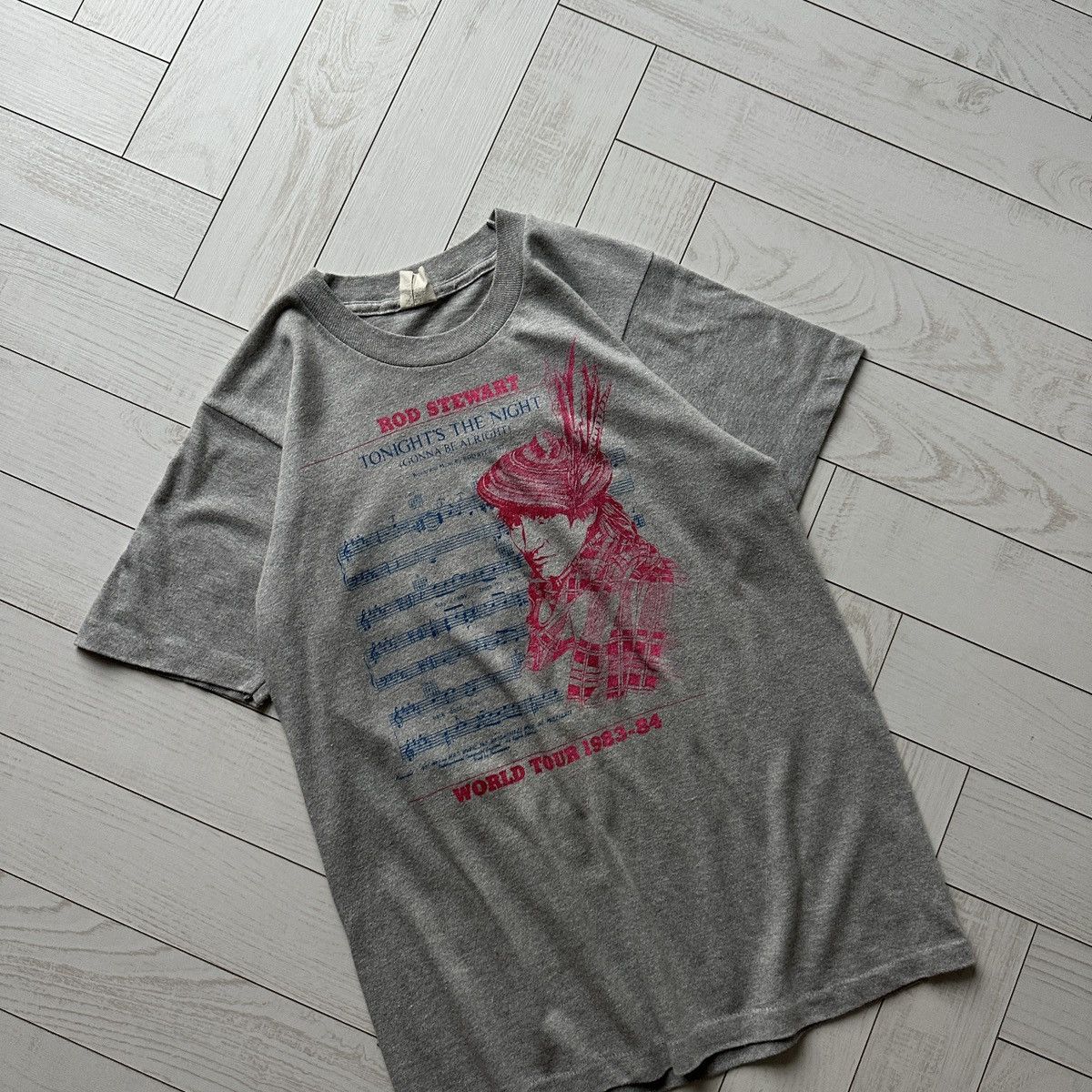 Band Tees Vintage 80s Rob Stewart Scotland World tour 83/84 tee rare Size US S / EU 44-46 / 1 - 4 Thumbnail