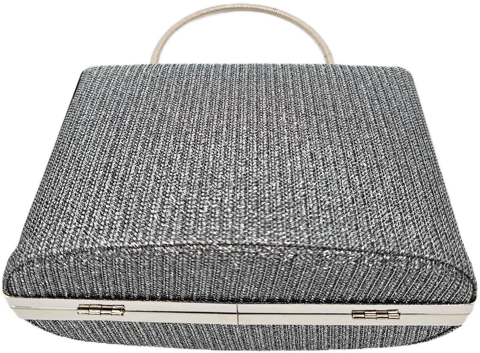 The Unbranded Brand Elegant Silver Evening Clutch Bag with Chain Strap Size ONE SIZE - 5 Thumbnail
