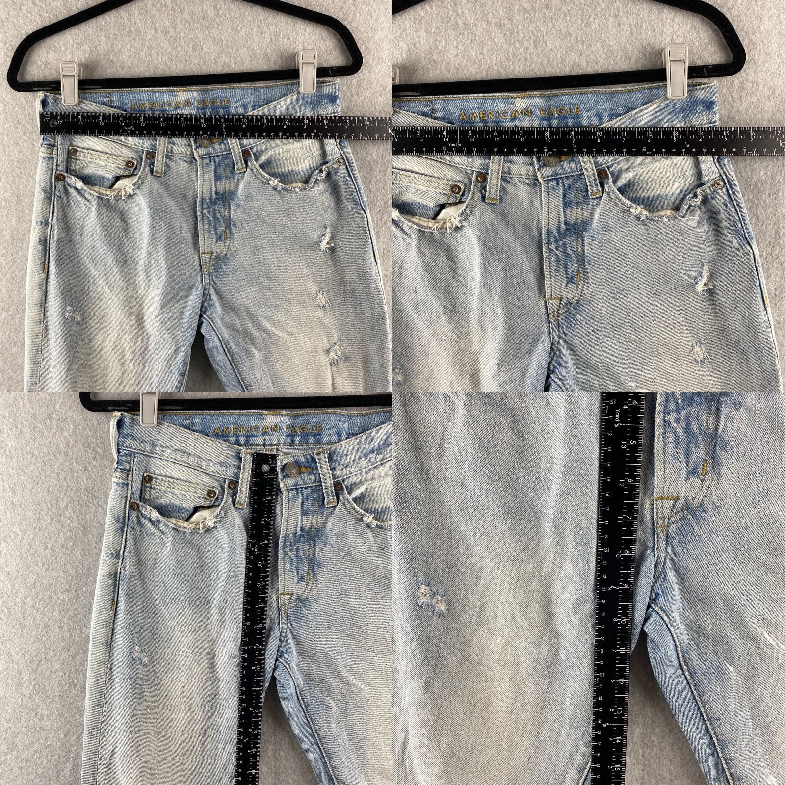 American Eagle Outfitters American Eagle Jeans Mens 28 X 30 Blue Light Wash Distressed Relaxed Straight Size US 28 / EU 44 - 8 Thumbnail