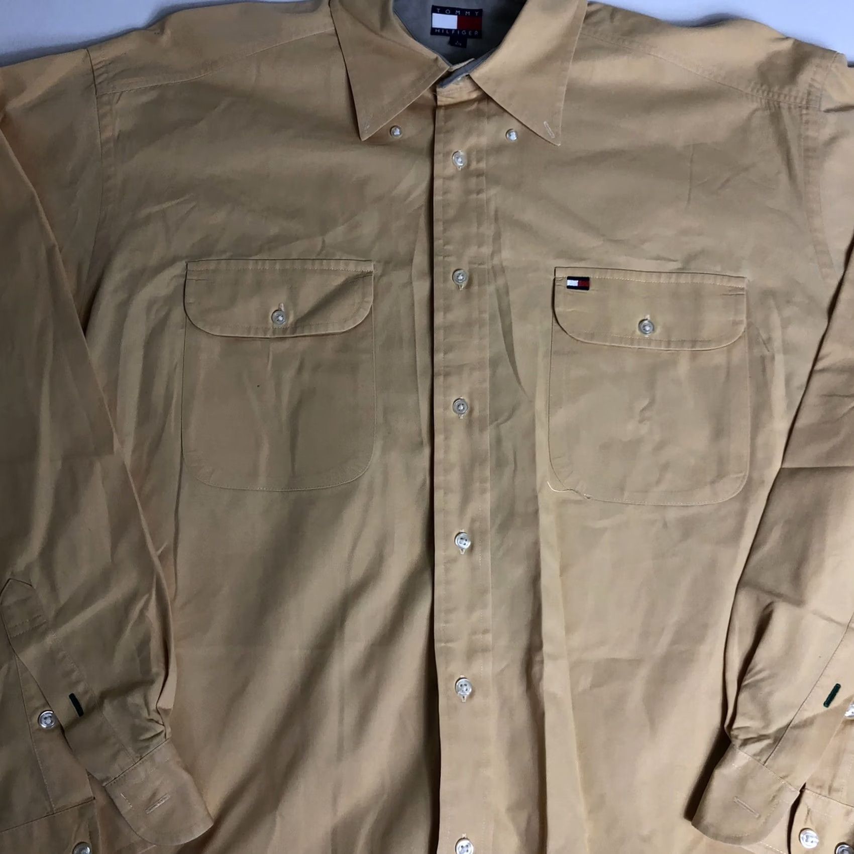 Tommy Hilfiger Tommy Hilfiger Mens Yellow Long sleeve Button Down Dress Shirt Large M82 Size 42R - 4 Thumbnail